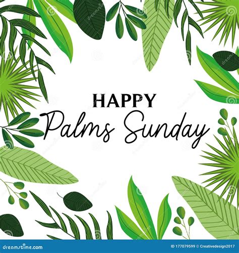 Happy Palms Sunday Vector Stock Vector Illustration Of Green 177079599