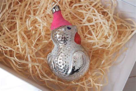 Chicken Glass Christmas Ornament Vintage Decorations Etsy