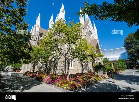 Mormon Assembly Hall On Temple Square Salt Lake City Utah Usa Stock