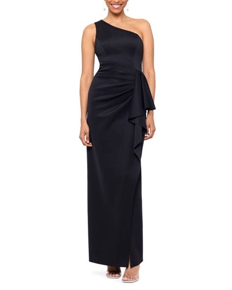 Xscape One Shoulder Ruffle Scuba Crepe Gown In Black Lyst