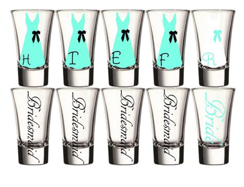 Set Of Five 5 Bridesmaid Shot Glasses Wedding Party Shot Glasses Wedding Party Glasses