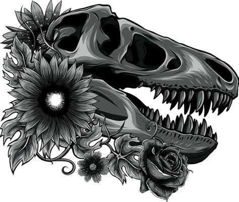 Dinosaur Skull Flower Tattoo Royalty-Free Images, Stock Photos ...