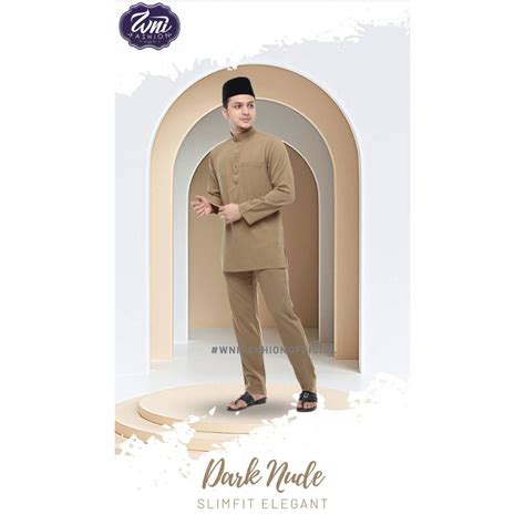 Baju Melayu Slimfit Elegant Dark Nude Shopee Malaysia