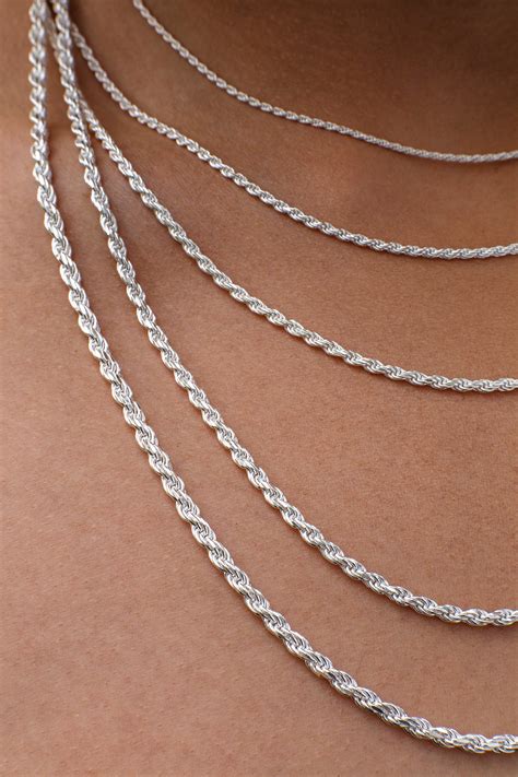 2MM Sterling Silver Rope Chain with Lobster Claw Clasp 16-36