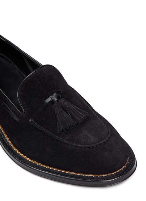 Alexander mcqueen Suede Tassel Loafers in Black for Men | Lyst