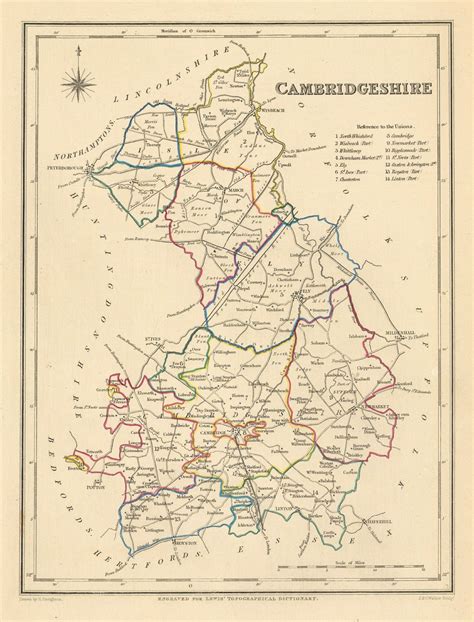 Antique County Map Of Cambridgeshire By Creighton And Walker For Lewis C1840