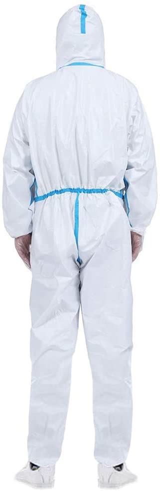 Disposable Protective Coverall Hooded Suit With Elastic Wrist And