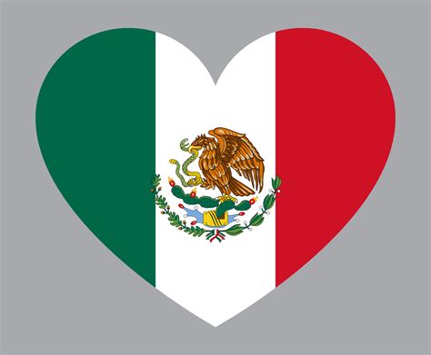 ilustración plana en forma de corazón de la bandera de méxico 16874386