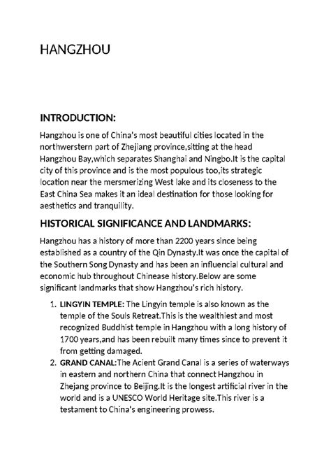 Hangzhou - HANGZHOU INTRODUCTION: Hangzhou is one of China’s most