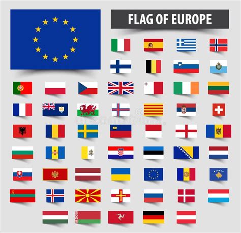 Set of Official Flags of Europe . Floating Flag Design Stock Vector ...