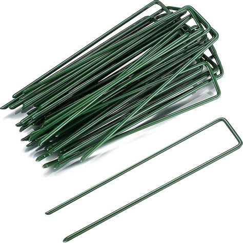 30 Pcs U Shaped Garden Pegs Garden Securing Pegs Stakes Artificial Grass Pegs Pins Green