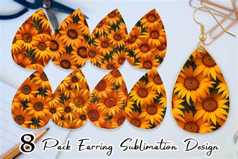 Earring Sunflower Pattern Graphic By Artnoy Creative Fabrica