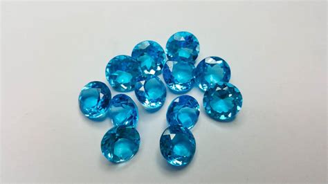 Eliz Grade Aaa Genuine Natural Bright Blue Swiss Blue Topaz Round Mm