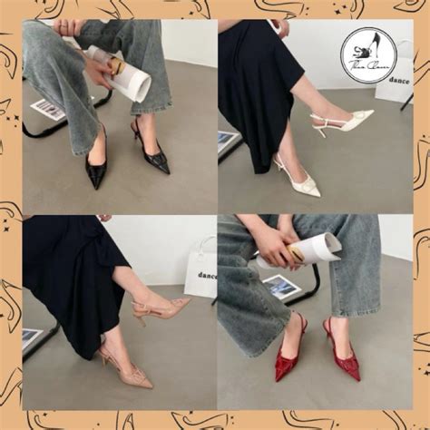 HÀNG MỚI VỀ Giày sandal tag B cao gót da bóng loại cm cm màu Đỏ đô Đen Trắng Hồng nude