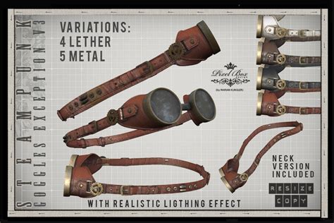 Second Life Marketplace Pixel Box Steampunk Goggles Exception V3