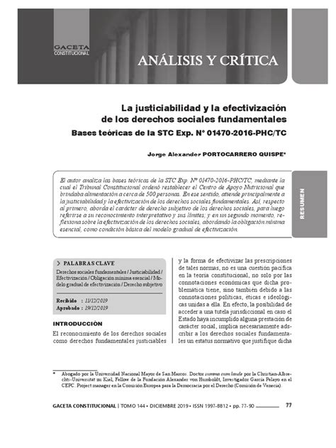 La Justiciabilidad Y La Efectivizacion D Pdf Constitución Derecho