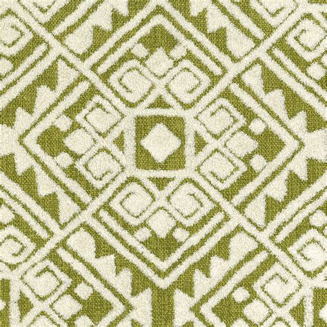 Olive Green Cream Medallion Woven Chenille Jacquard Upholstery Fabric