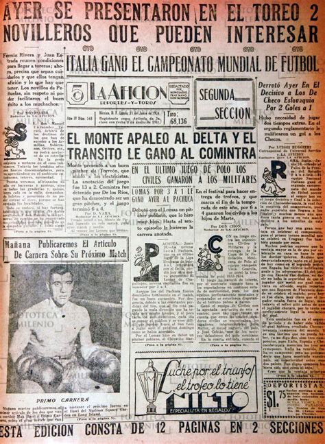 Así contó La Afición el título de Italia en el Mundial de 1934 Grupo