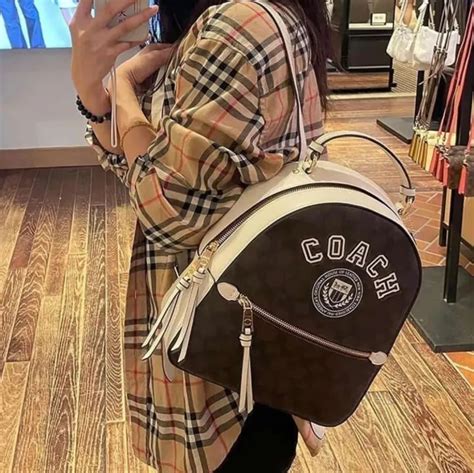 Original Coach Cb Jordyn Backpack In Signature Canvas With Varsity