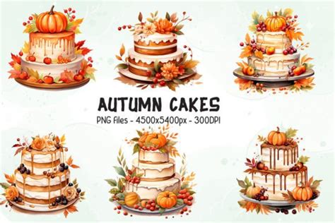 Autumn Cakes PNG Sublimation Clipart Graphic By Artistry Alley