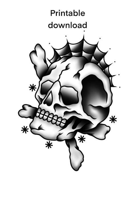 Skull And Crossbones Tattoo Stencil