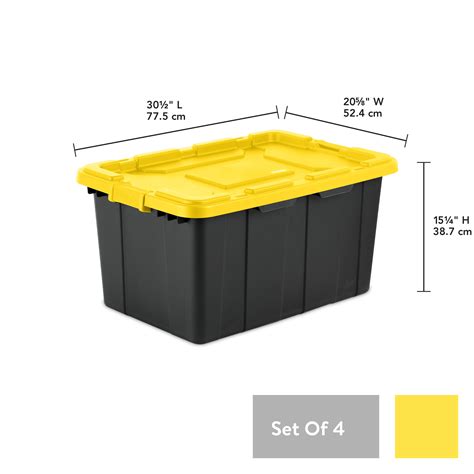 4 Pack Large 27 Gallon Tote Stackable Plastic Storage Container Bin