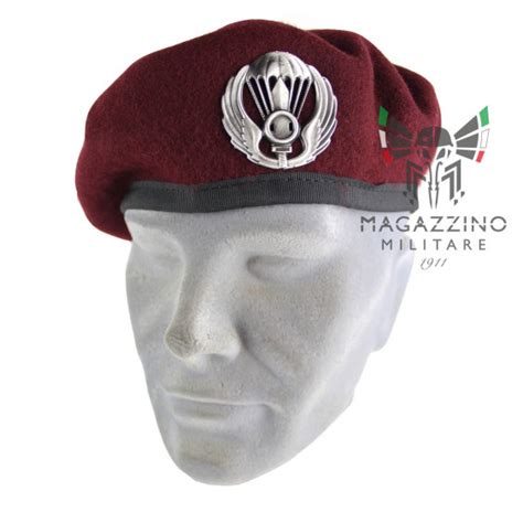 Basco Militare Paracadutisti Originale Folgore Esercito Con Fregio