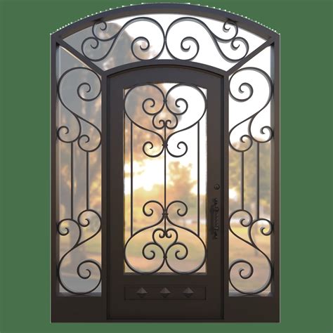 Napoli | Entry Door With Sidelights and Transom | Iron Doors Arizona