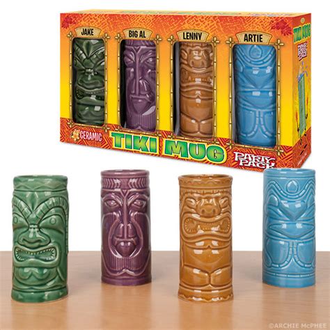 Ceramic Tiki Mugs - Set of 4 | at Mighty Ape NZ