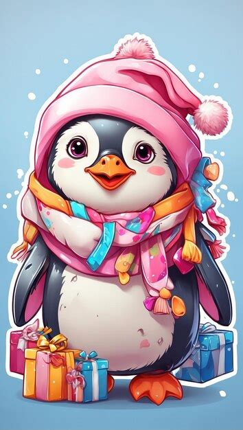 Premium AI Image | Ultra HD cute penguin stickers colorful