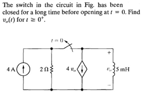 Solved The Switch In The Circuit In Fig Has Been Closed For