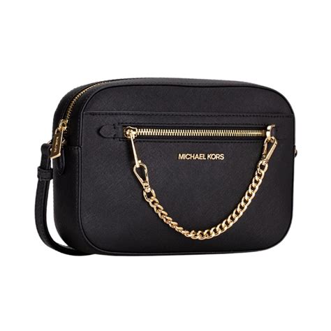 Bolsa Michael Kors Transversal Preta Marrom Jet Set Chain Couro