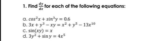 Solved 1 Finde For Each Of The Following Equations A Chegg