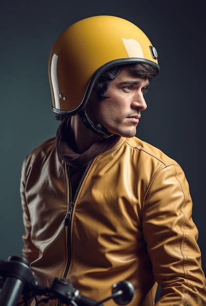 Um Homem Usando Um Capacete Amarelo E Uma Jaqueta Amarela Foto Premium