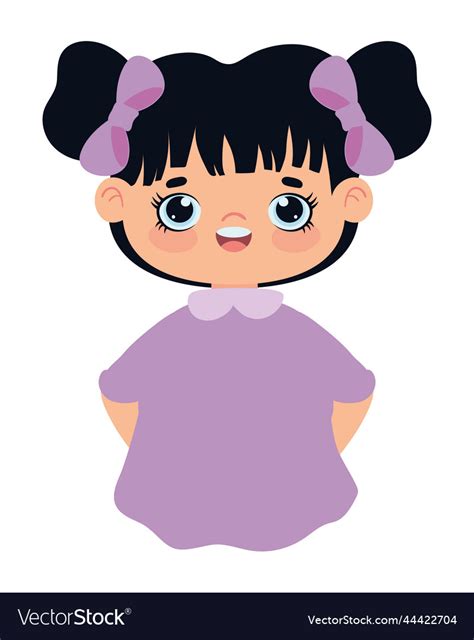 Cute girl with bun hair Royalty Free Vector Image