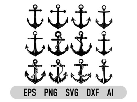 Anchor Bundle Svg Png Nautical Svg Anchor Navy Svg Anchor Clipart Anchor Silhouette Dxf