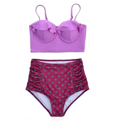 Maillot de bain Melphieer Bikini taille haute XL Imprimé Bandage Costume Type K
