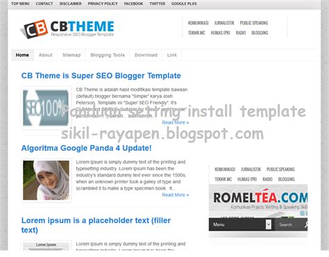 Panduan Setting CB Theme Template Blog SEO Fast Responsive Sikil Rayapen