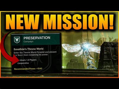 Destiny New Preservation Mission Solo This Mission Unlocks The