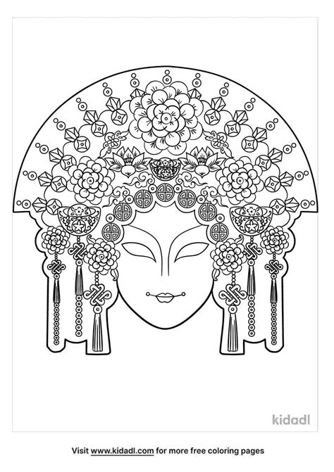 Free Chinese Opera Mask Coloring Page Coloring Page Printables Kidadl