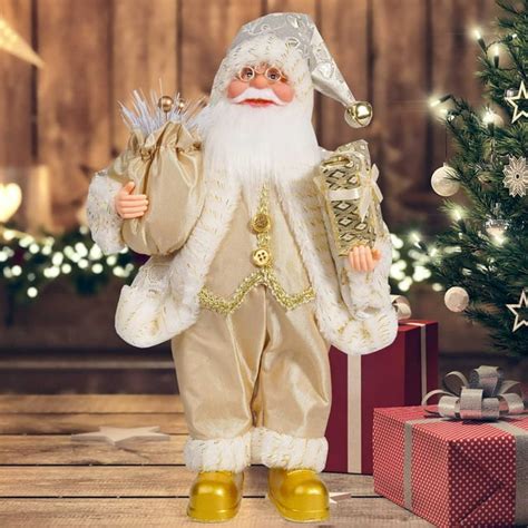 Christmas Sitting Santa Hand Crafted Cute Chic Santa Claus Figurines