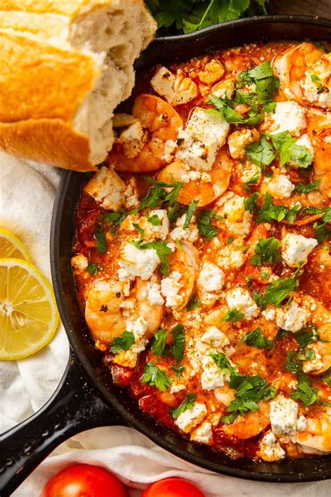 Greek Shrimp With Feta And Tomatoes Prawn Saganaki Recipe Saganaki Recipe Greek Dinners