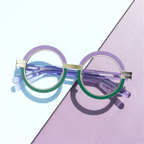 Adino Round Purple Green Eyeglasses Vooglam