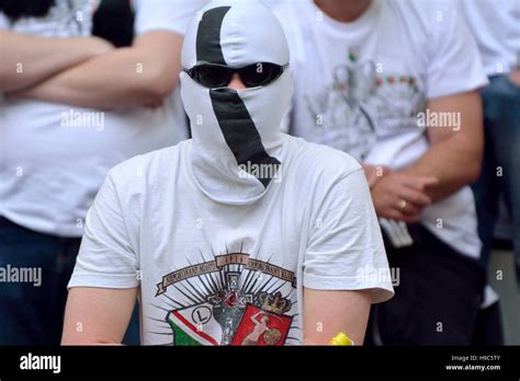 Legia Warsaw Ultras Fan In Black White Mask At Polish Cup Final Legia