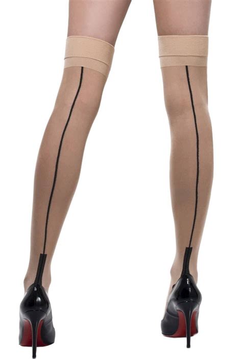 Sheer Black Seam Cuban Heel Stockings Artofit