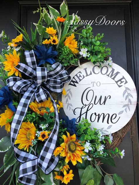 Summer Sunflower Wreath Housewarming Gift Summer Wreath Sunflower