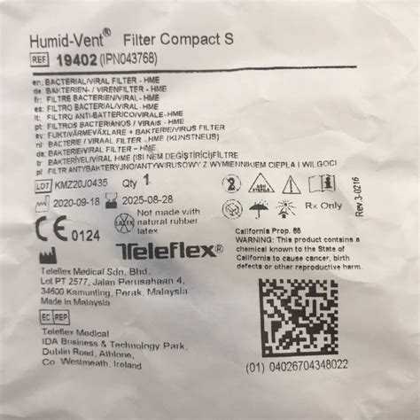 TeleFlex Medical 19402 Humid-Vent, Filiter Compact S - GB TECH USA