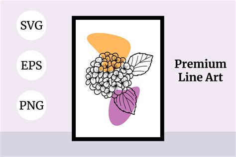 Hydrangea Flower Lineart Wall Decoration Graphic By Nurdesign99