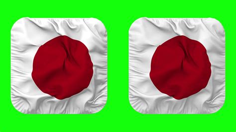 Japan Flag In Squire Shape Isolated With Plain And Bump Texture D