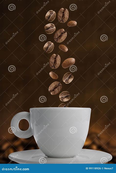 Closeup of Coffee Beans Falling Stock Photo - Image of fall, food: 99118926